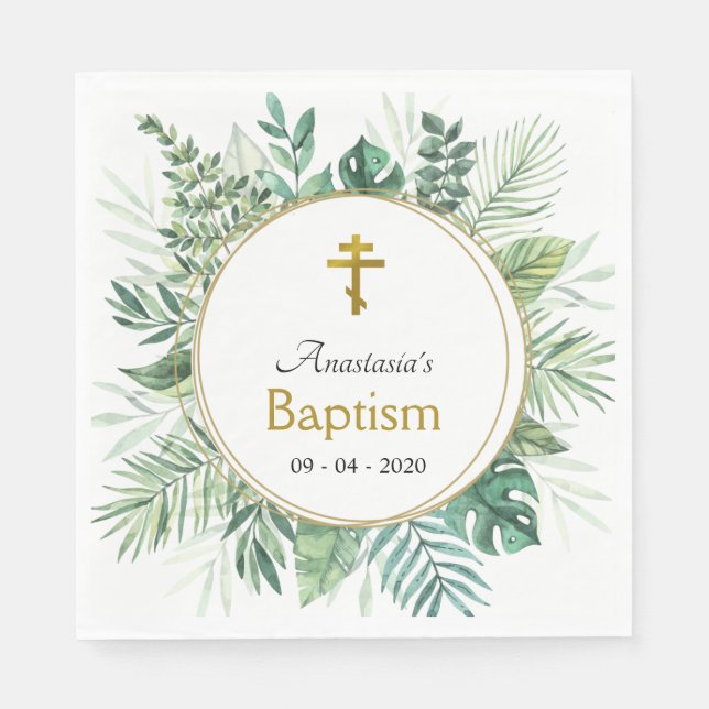 Elegant Löv ortodox Christian Baptism Napkins Pappersservett (Framsidan)