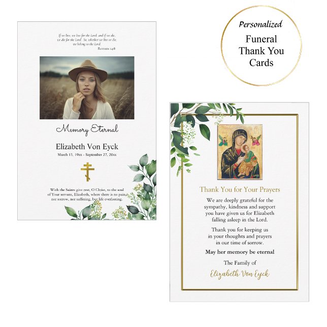 Elegant Löv ortodox Christian Photo Memorial Tack Kort (Skapare uppladdad)