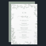 Elegant Löv Sage Grönt Monogram Bröllop Menu<br><div class="desc">Den här menydesignen är en utsökt beröring till alla typer av mottagningsladdar och balanserar enkelt sofistikerad med subtil organisk charm. Ett ömtåligt botaniskt ram omger ett monogram för elegant, vilket gör det möjligt att göra en förfinad matupplevelse. Vare sig det gäller en pläterad middagstjänst eller en förhöjd buffetpresentation ökar den...</div>