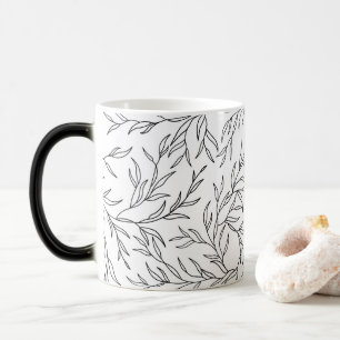 Elegant Löv svart och vitt Magisk Mugg
