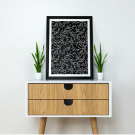 Elegant Löv svart och vitt Poster