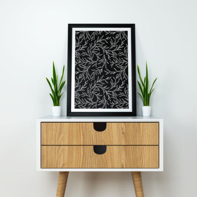 Elegant Löv svart och vitt Poster (Skapare uppladdad)