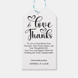 Elegant Love and Thanks Heart Script Wedding Presentetikett
