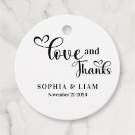 Elegant Love and Thanks Script Wedding Gåvor Etiketter