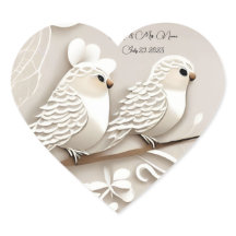Elegant love birds taupe & vit bröllop-dekal