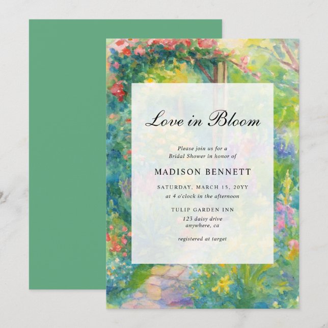 Elegant Love In Bloom Garden Bridal Shower Inbjudningar (Fram/baksida)