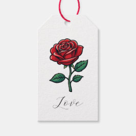 Elegant Love Rose Gift Tags Presentetikett