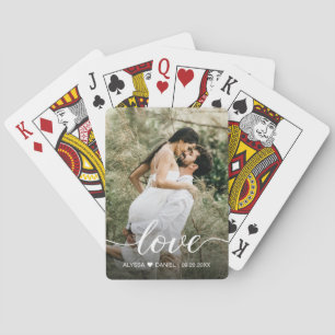 Elegant Love skript Anpassad Foto Bröllop Casinokort