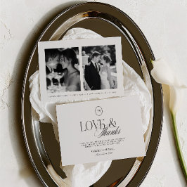 Elegant Love & Thanks 2 Foto Bröllop Tack Kort