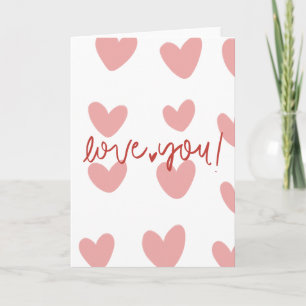 Elegant "Love You" Rosa Hjärtan Lyckönskningskort  Kort