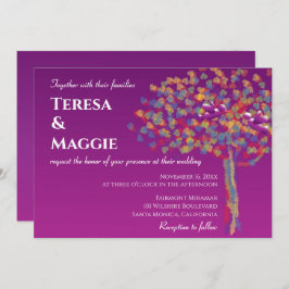 Elegant Lovebird Cassis Lila bröllopsinbjudan Inbjudningar