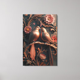 Elegant Lovebird i Bronze 4K Detaljerad 3D Digital Canvastryck