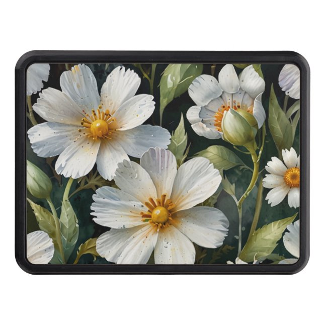 Elegant Lovely White Flowers Watercolor Chic Dragkroksskydd (Framsidan)