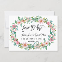 Elegant Luau Tropical Blommigt Wand Spara datum