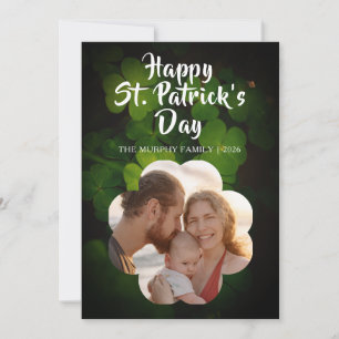 Elegant Lucky Shamrock Foto St. Patrick's Day Julkort