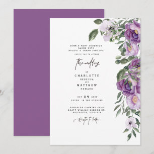 Elegant Lush Lavender Blommigt Båda föräldrarna Br Inbjudningar