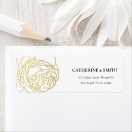 ELEGANT LUX FAUX GULD RO BLOMMIGT ADRESS ETIKETT F RETURADRESS ETIKETT