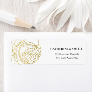 ELEGANT LUX FAUX GULD RO BLOMMIGT ADRESS ETIKETT F RETURADRESS ETIKETT