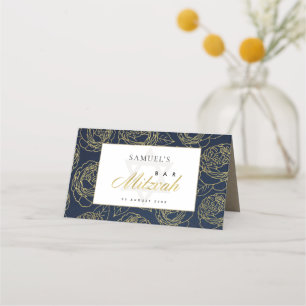 ELEGANT LUX NAVY GULD RO BLOMMIGT PUB BAT MITZVAH PLACERINGSKORT