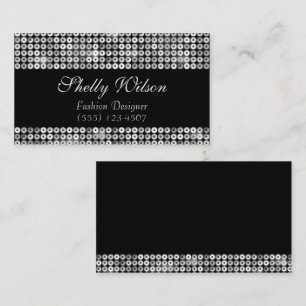 Elegant Lux Silver Sequin Mode Designer Visitkort