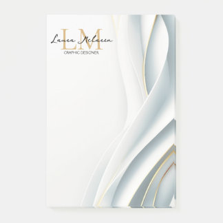 Elegant Luxe Aesthetics Monogram White Veil  Post-it Block