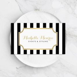 Elegant Luxe Bold Black and White Rand Visitkort