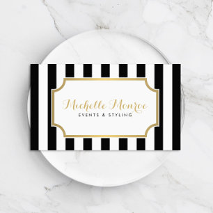 Elegant Luxe Bold Black and White Rand Visitkort