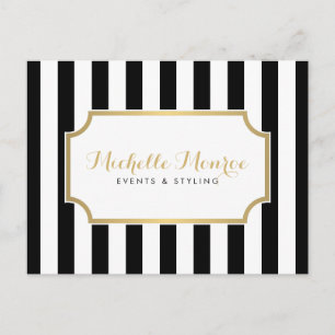 Elegant Luxe Bold Black and White Rand vykort