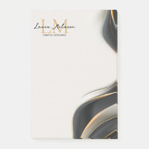 Elegant Luxe Estetik Monogram Svart Slöja Post-it Block