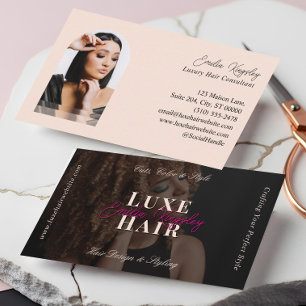 Elegant Luxe Frisör Skönhetssalong Svart Rosa Visitkort