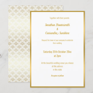 ELEGANT LUXE GULD SNÖRE 2 WEDING INVICATION INBJUDNINGAR