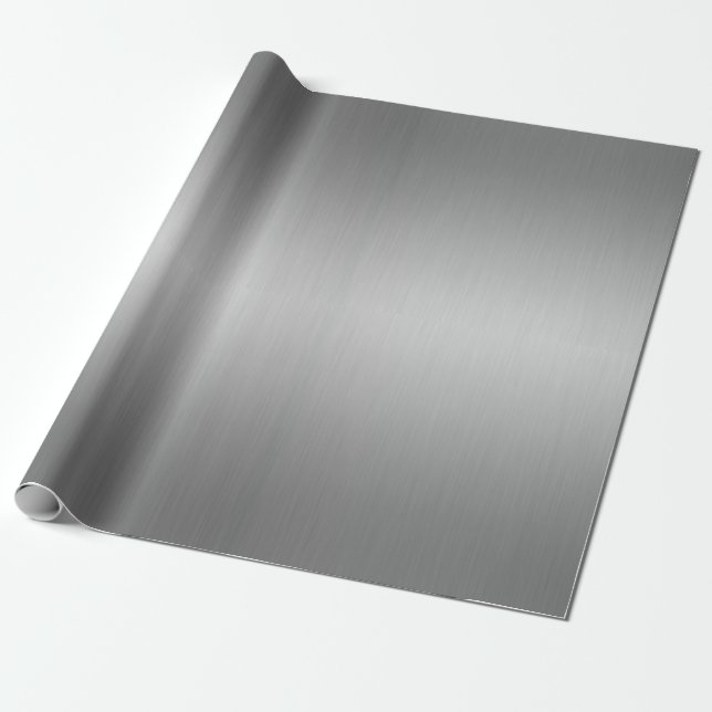 Elegant Luxe Metallic Silver Grått Presentpapper (Utrullad)