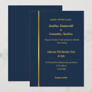 ELEGANT LUXE NAVY GULD WEDDING INVICATION INBJUDNINGAR