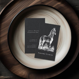Elegant Luxurian Equestrian Vintage Horse Black Visitkort