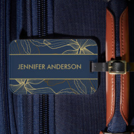 Elegant Luxurij Blue Navy Guld Vild Lily Bagagebricka