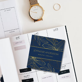 Elegant Luxurij Blue Navy Guld Vild Lily Fyrkantigt Visitkort