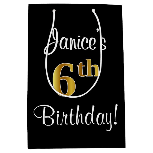 Elegant, luxuriös, Faux Guld Se 6e födelsedag (Framsidan)