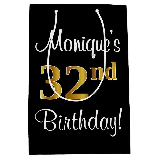 Elegant, luxuriös, Faux Guld Titta 32:a födelsedag (Framsidan)