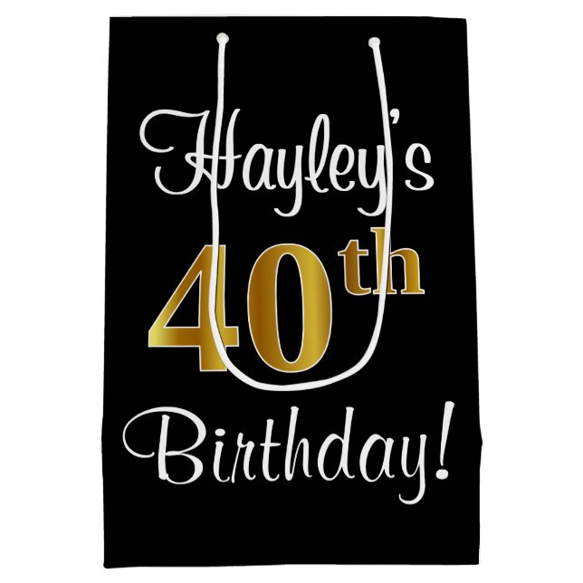 Elegant, luxuriös, Faux Guld Titta 40:e födelsedag (Baksidan)