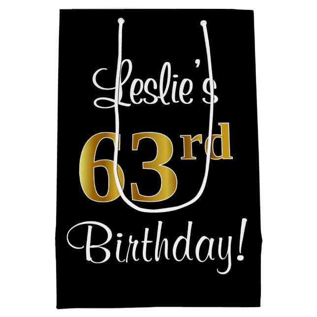 Elegant, luxuriös, Faux Guld Titta 63:e födelsedag (Baksidan)