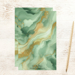 Elegant Luxuriös Grönt Marble med Guld accents Brevpapper