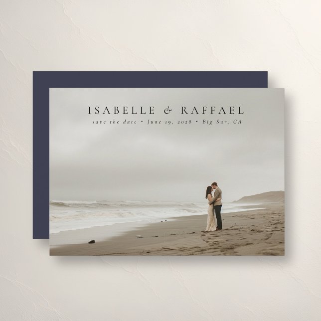 Elegant Luxuriöst formfoto Mörk blått Bröllop Spara Datumet (Skapare uppladdad)