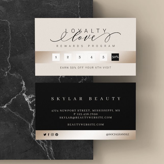 Elegant Luxurious Champagne Loyalty Kärlek Rewards Lojalitetskort (Skapare uppladdad)