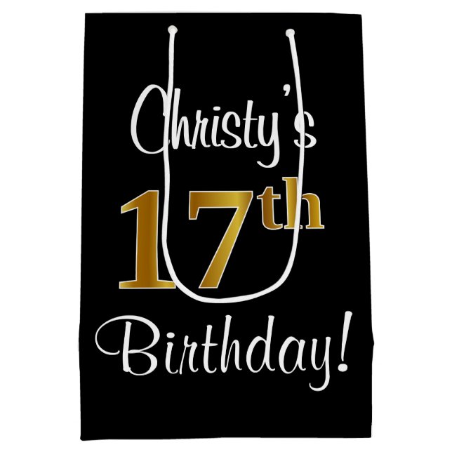 Elegant Luxurious, Faux Guld Titta 17:e födelsedag (Baksidan)