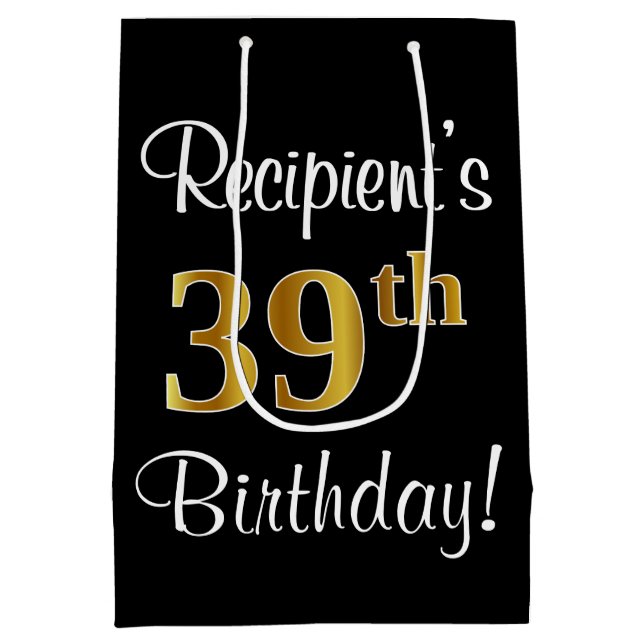 Elegant Luxurious, Faux Guld Titta 39:e födelsedag (Baksidan)