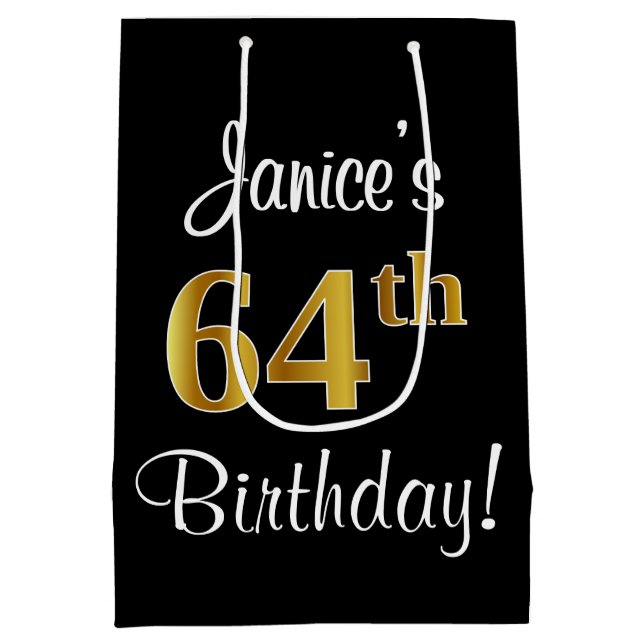 Elegant Luxurious, Faux Guld Titta 64:e födelsedag (Baksidan)