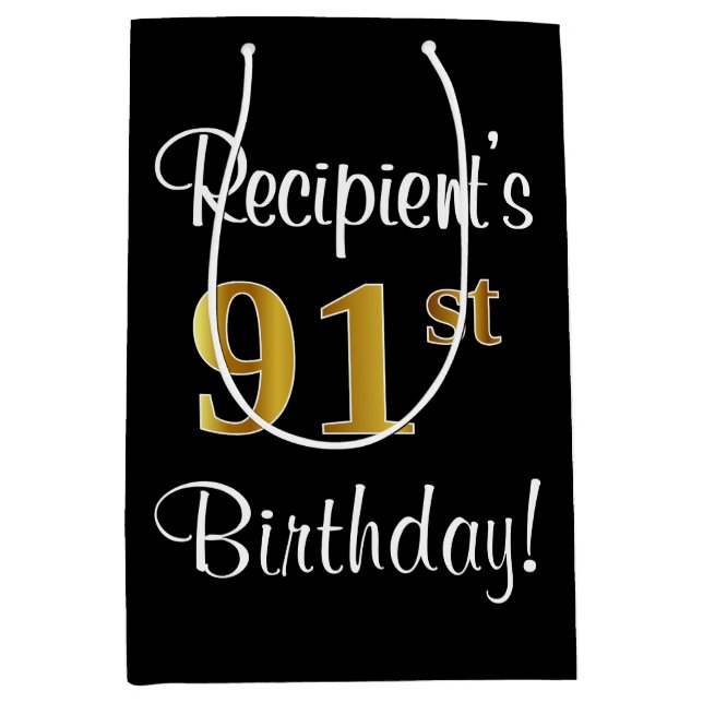 Elegant Luxurious, Faux Guld Titta 91:a födelsedag (Framsidan)