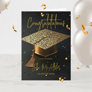 Elegant Luxurious Golden Glitz Cap Studenten Kort