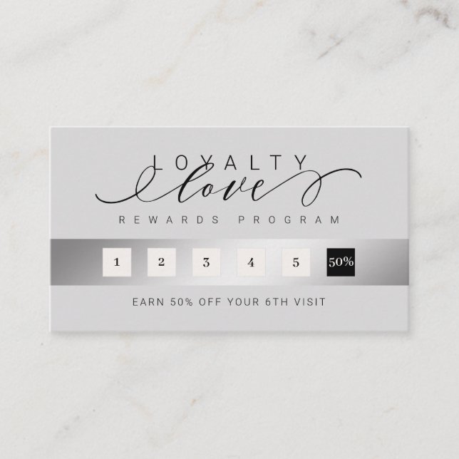 Elegant Luxurious Grått Black Loyalty Kärlek Rewar Lojalitetskort (Framsida)