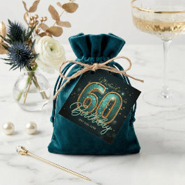 Elegant Luxurious Teal and Gold 60th Birthday Gåvor Etiketter